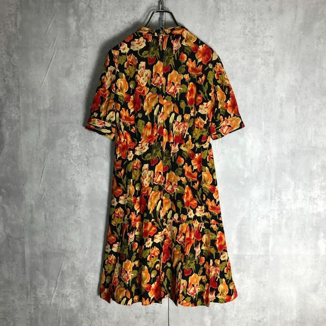 VINTAGE - 【ワンピース】ロング丈 花柄 アート柄 昭和レトロ VINTAGE - 【ワンピース】ロング丈 花柄 アート柄 昭和レトロ
