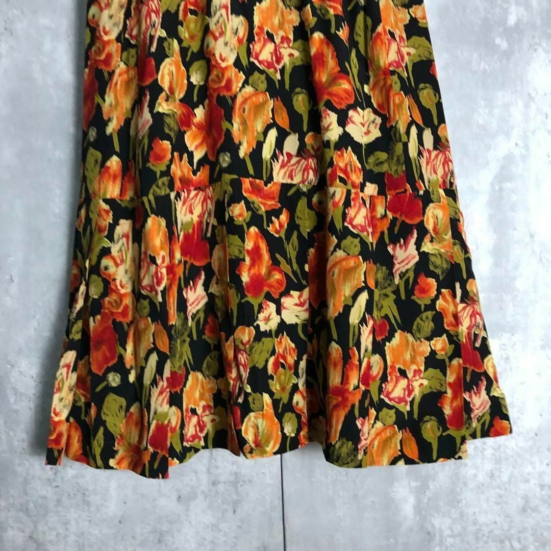 VINTAGE - 【ワンピース】ロング丈 花柄 アート柄 昭和レトロ VINTAGE - 【ワンピース】ロング丈 花柄 アート柄 昭和レトロ