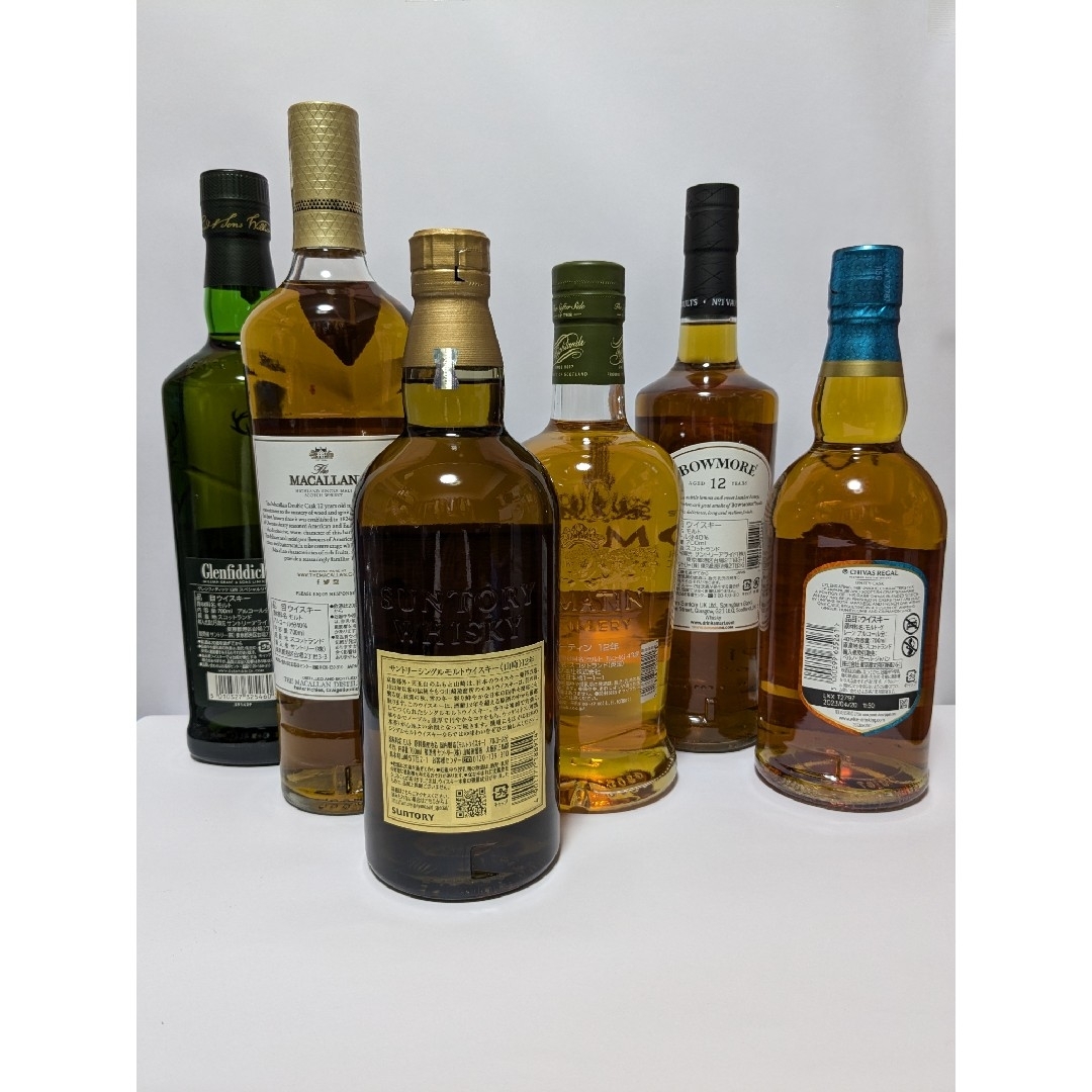 サントリー山崎12年、スコッチ5種類オール12年、6本飲み比べセット。 サントリー山崎12年、スコッチ5種類オール12年、6本飲み比べセット。
