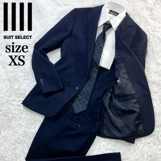 極美品　スーツセレクト　セットアップ　スーツ　 背抜き　ネイビー　無地　XS(セットアップ)