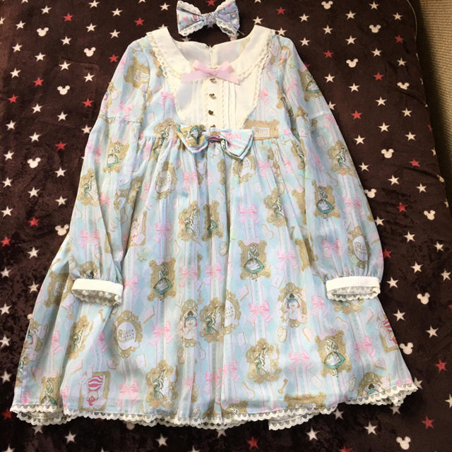 ディズニーストア×Angelic Prettyコラボ♡アリス柄OP&バレッタ美品