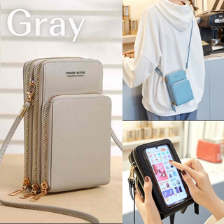 ◇限定価格 スマホショルダー グレー おしゃれ かわいい スマホ iPhone(ショルダーバッグ)