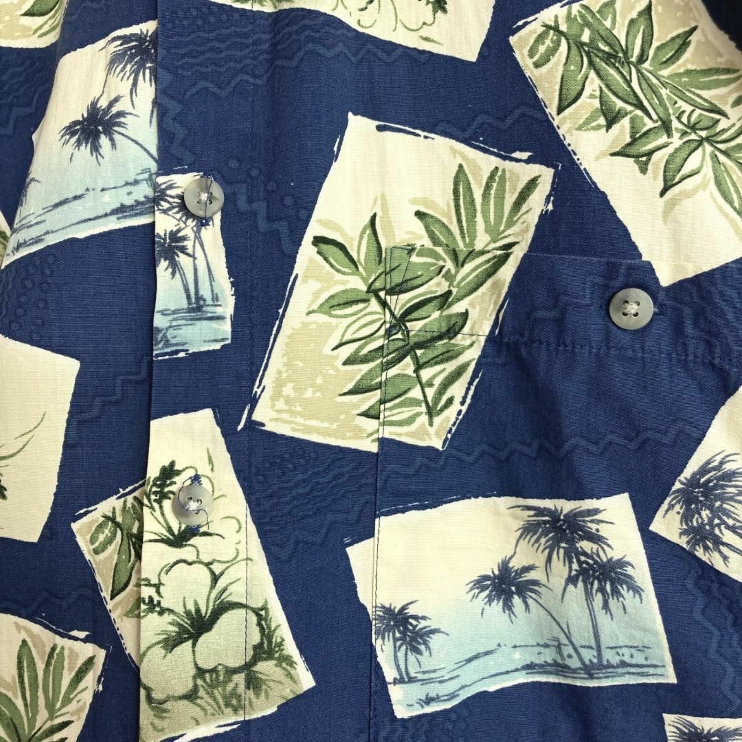 レトロ古着 総柄シャツ 花柄 ボタニカル柄 ヤシの木 半袖