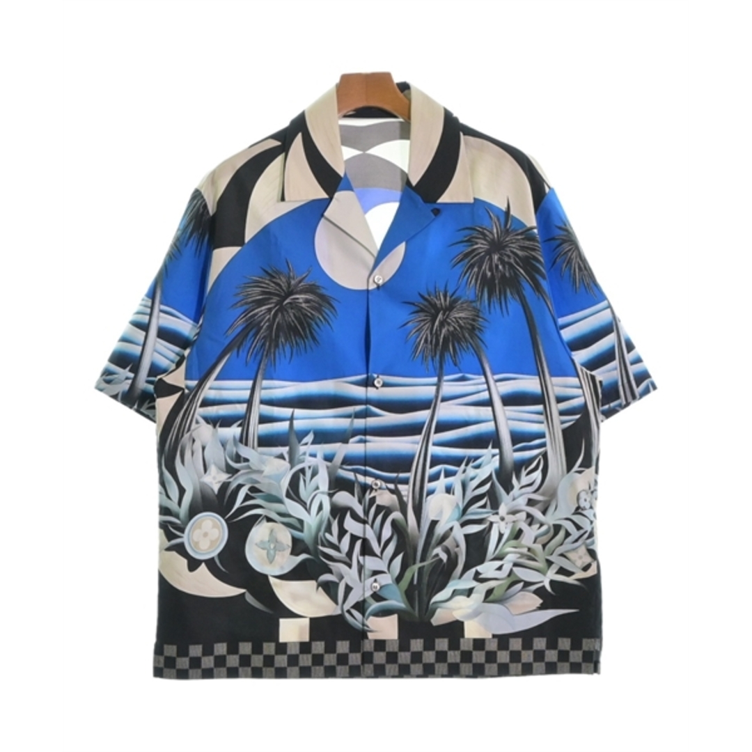 LOUIS VUITTON - LOUIS VUITTON カジュアルシャツ L 青系x白x黒等(総柄) 【古着】【中古】