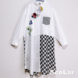スカラー(ScoLar)の【ScoLar】スカラー 異素材切替 シャツ ワンピース タグ付未使用(ロングワンピース/マキシワンピース)