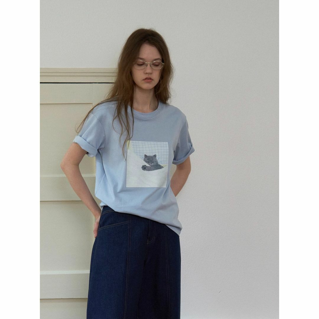 Charles Chaton - Letm 猫柄 帽子うさぎ柄 オーバー Tシャツ