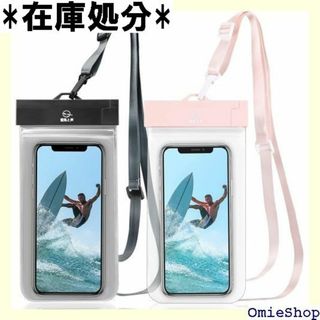 5重シール保護設計 2枚セット スマホ 防水ケース 携 泳 ピンク+黒 741(その他)