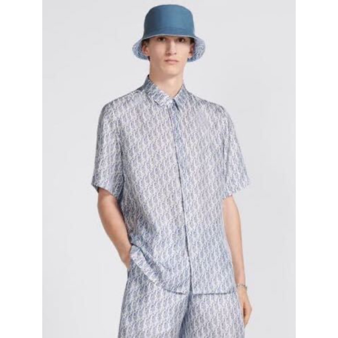 Dior - DIOR MEN 2024 オブリーク シルクツイル 半袖 シャツ Dior - DIOR MEN 2024 オブリーク シルクツイル 半袖 シャツ