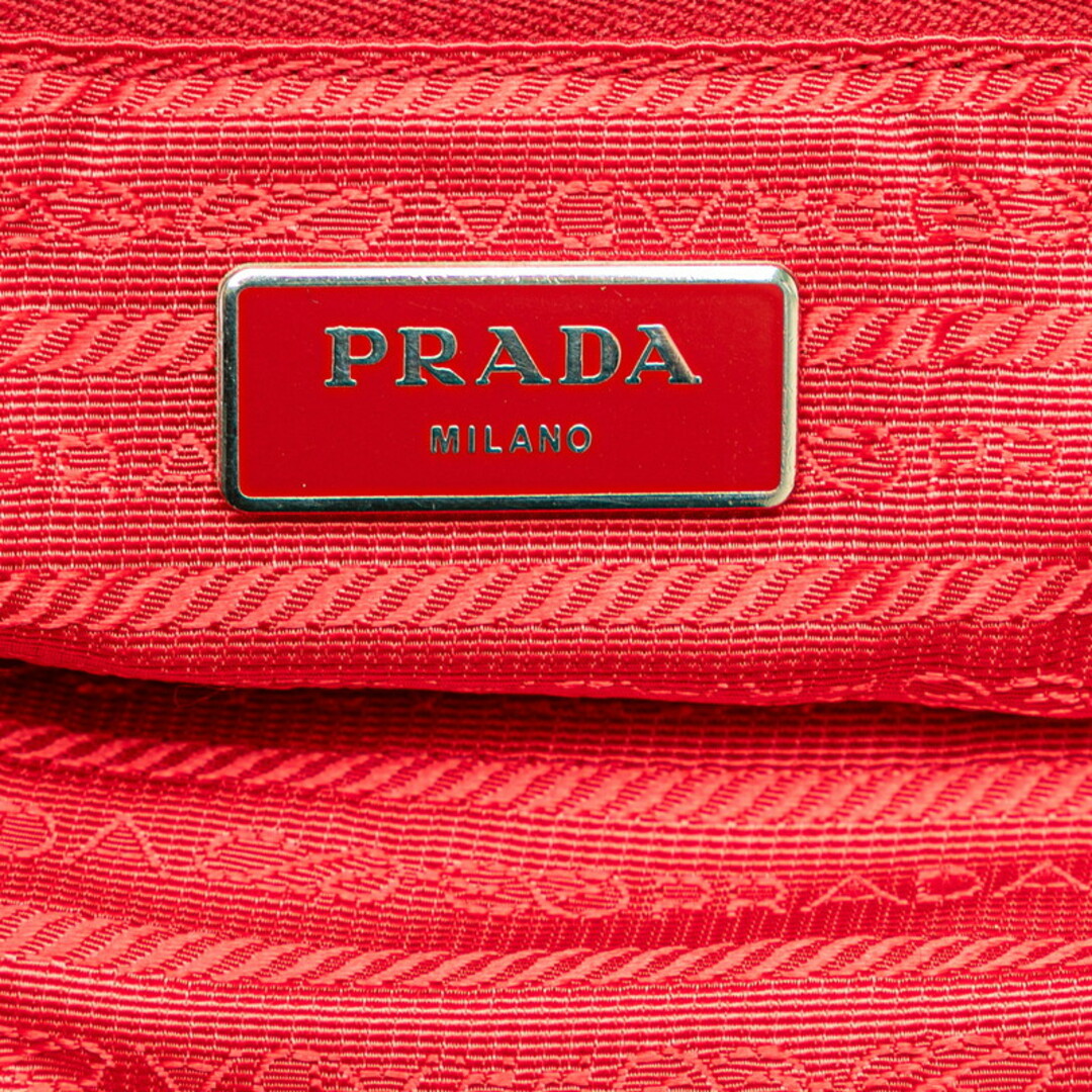 PRADA - プラダ 三角ロゴプレート ストライプ ハンドバッグ PRADA - プラダ 三角ロゴプレート ストライプ ハンドバッグ