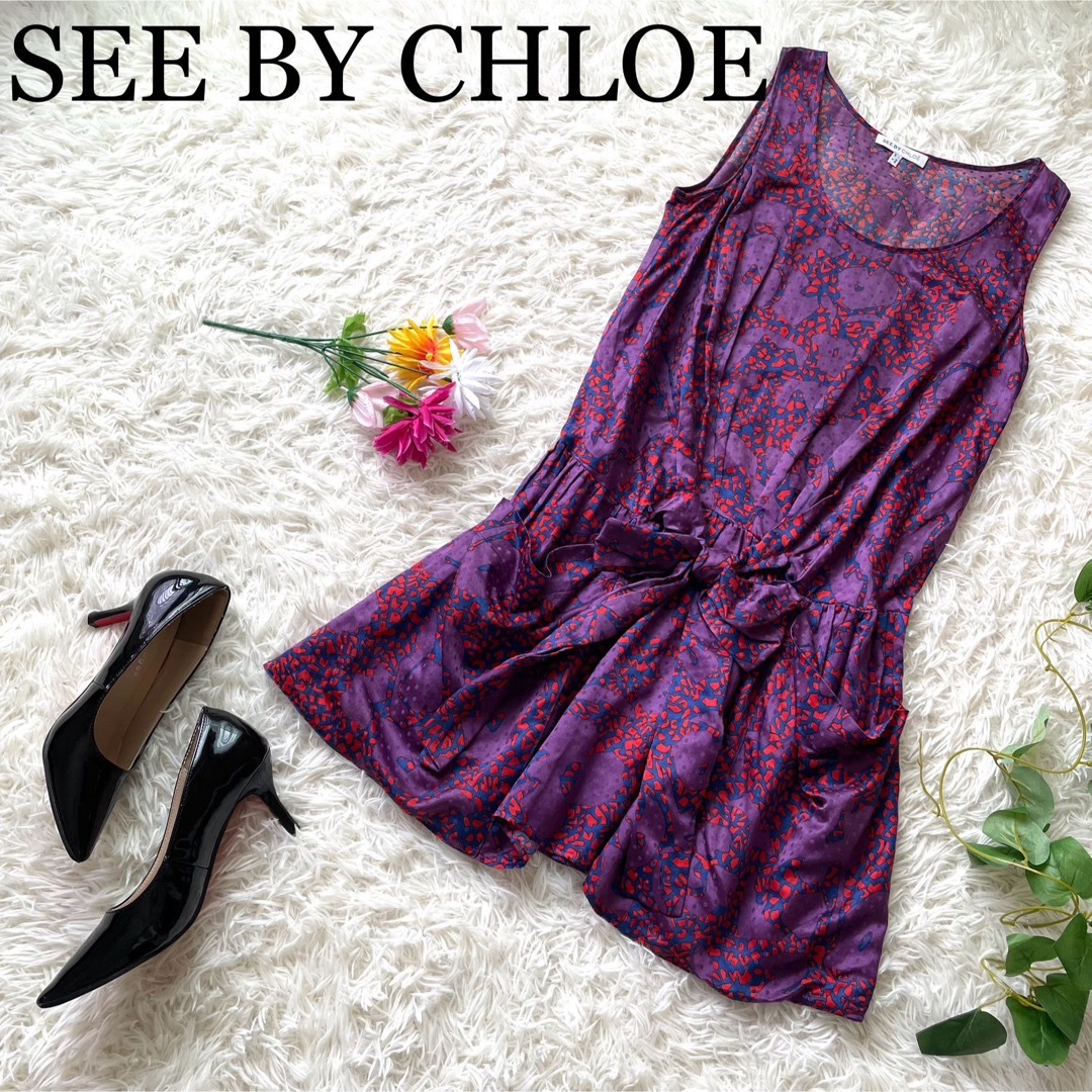 セール 国内 SEE BY シルクレースノースリーブチュニック Chloe トップス