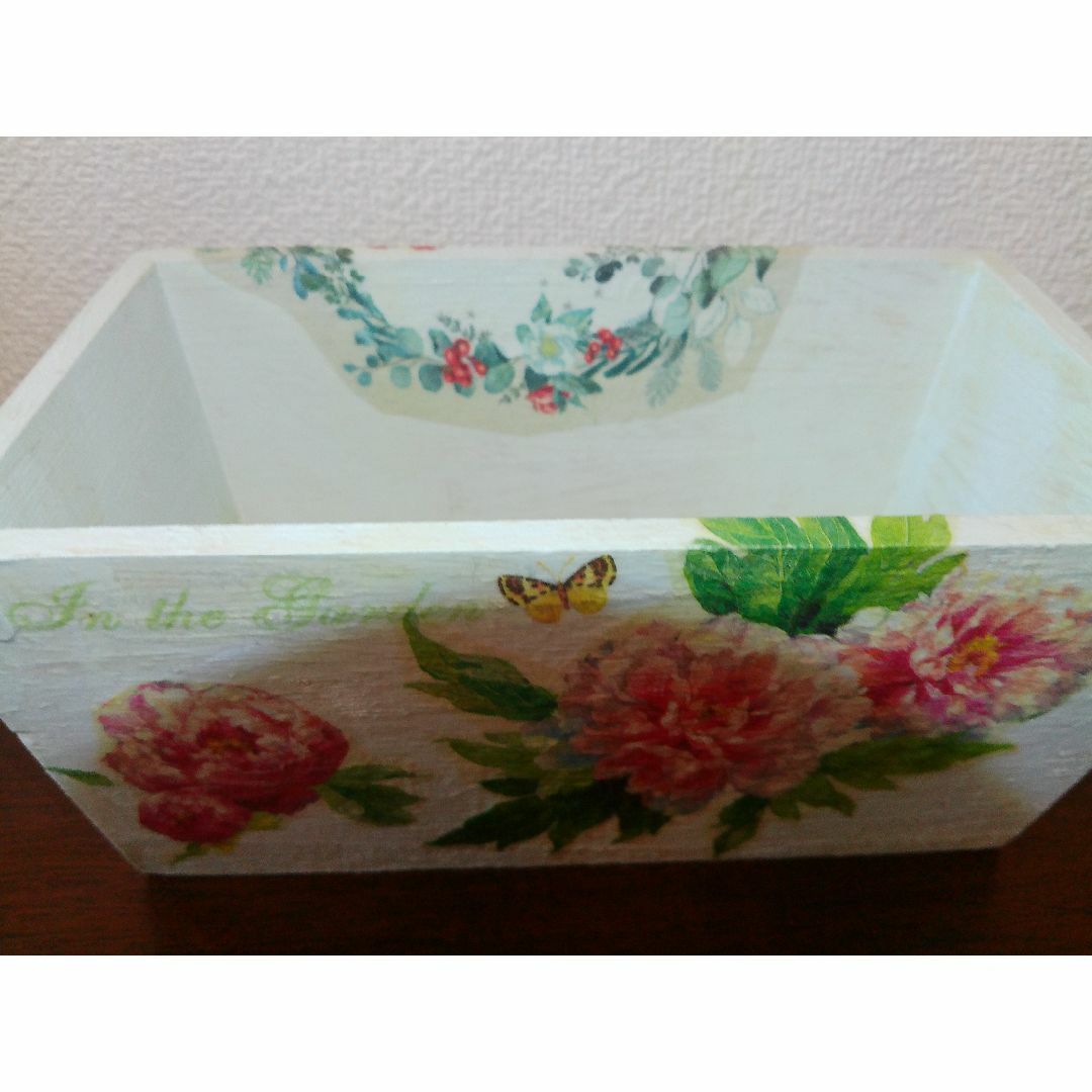 デコバージュ 木箱 アンティーク調 リメイク 鉢カバー 花冠 デコバージュ 木箱 アンティーク調 リメイク 鉢カバー 花冠