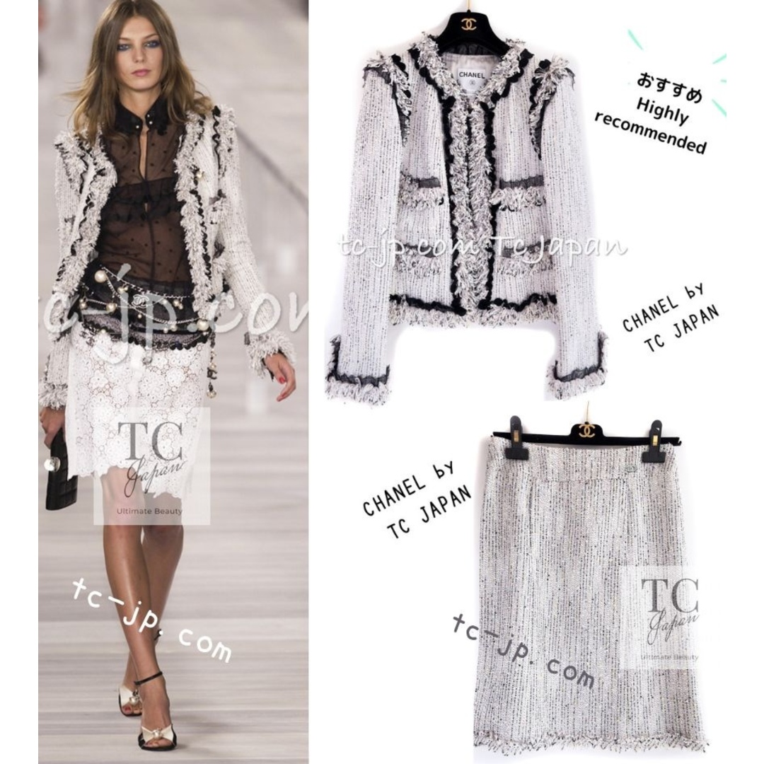 CHANEL - シャネル ジャケット スーツ CHANEL アイボリー グレー CHANEL - シャネル ジャケット スーツ CHANEL アイボリー グレー