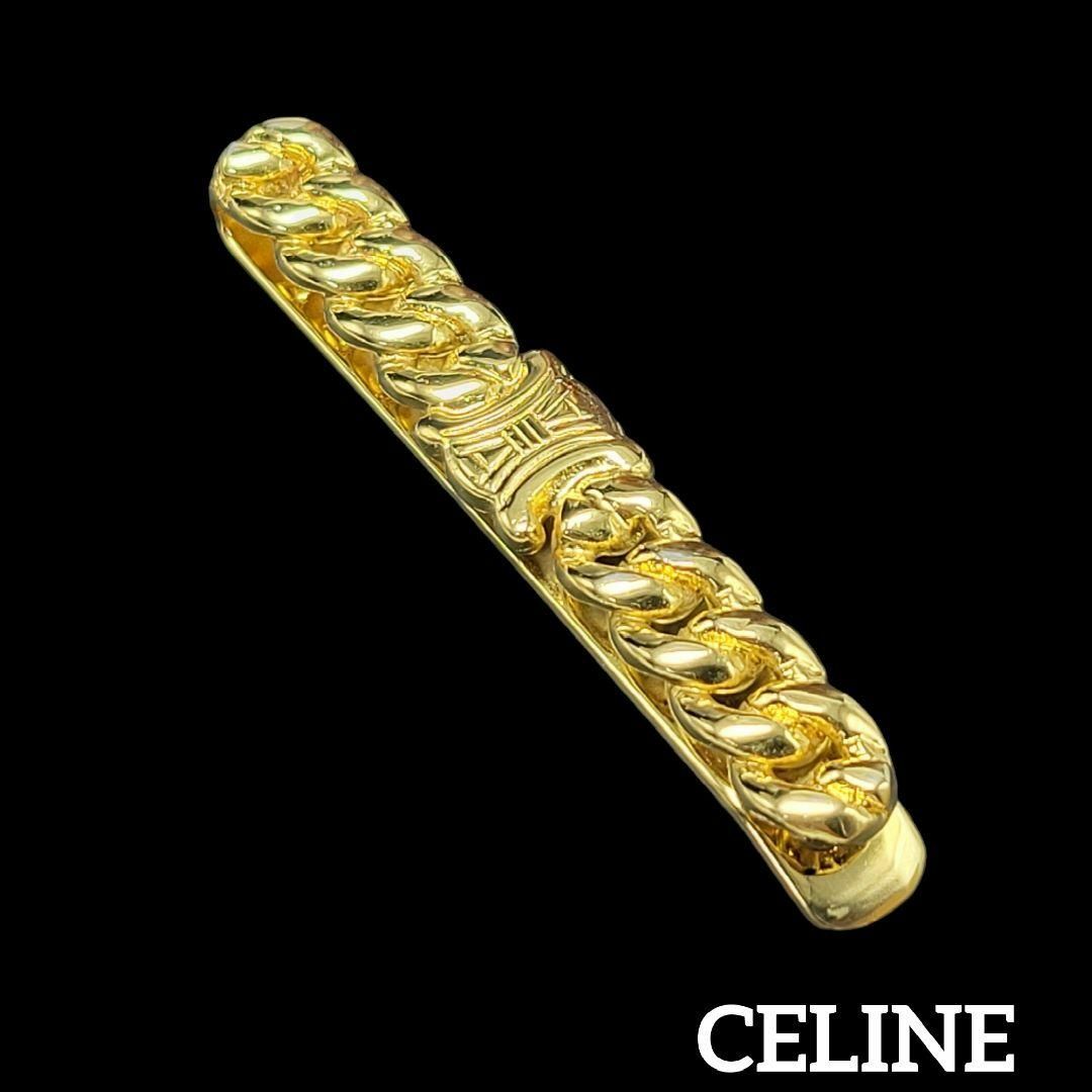 CELINE ネクタイピン 大 クリップ マカダム チェーン ゴールド CELINE ネクタイピン 大 クリップ マカダム チェーン ゴールド