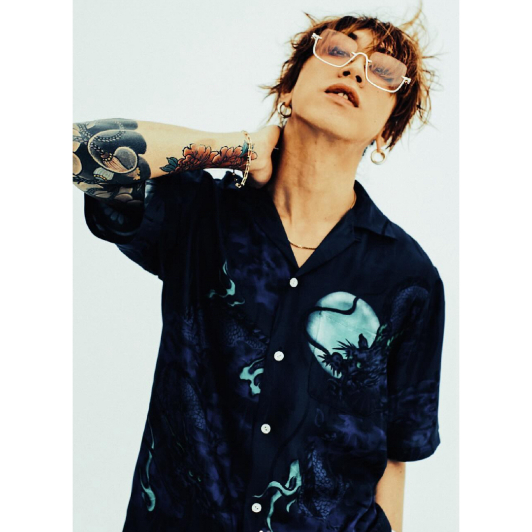 S NIPOALOHA 渋谷龍太 コラボ レートアロハシャツ Navy ネイビー S NIPOALOHA 渋谷龍太 コラボ レートアロハシャツ Navy ネイビー