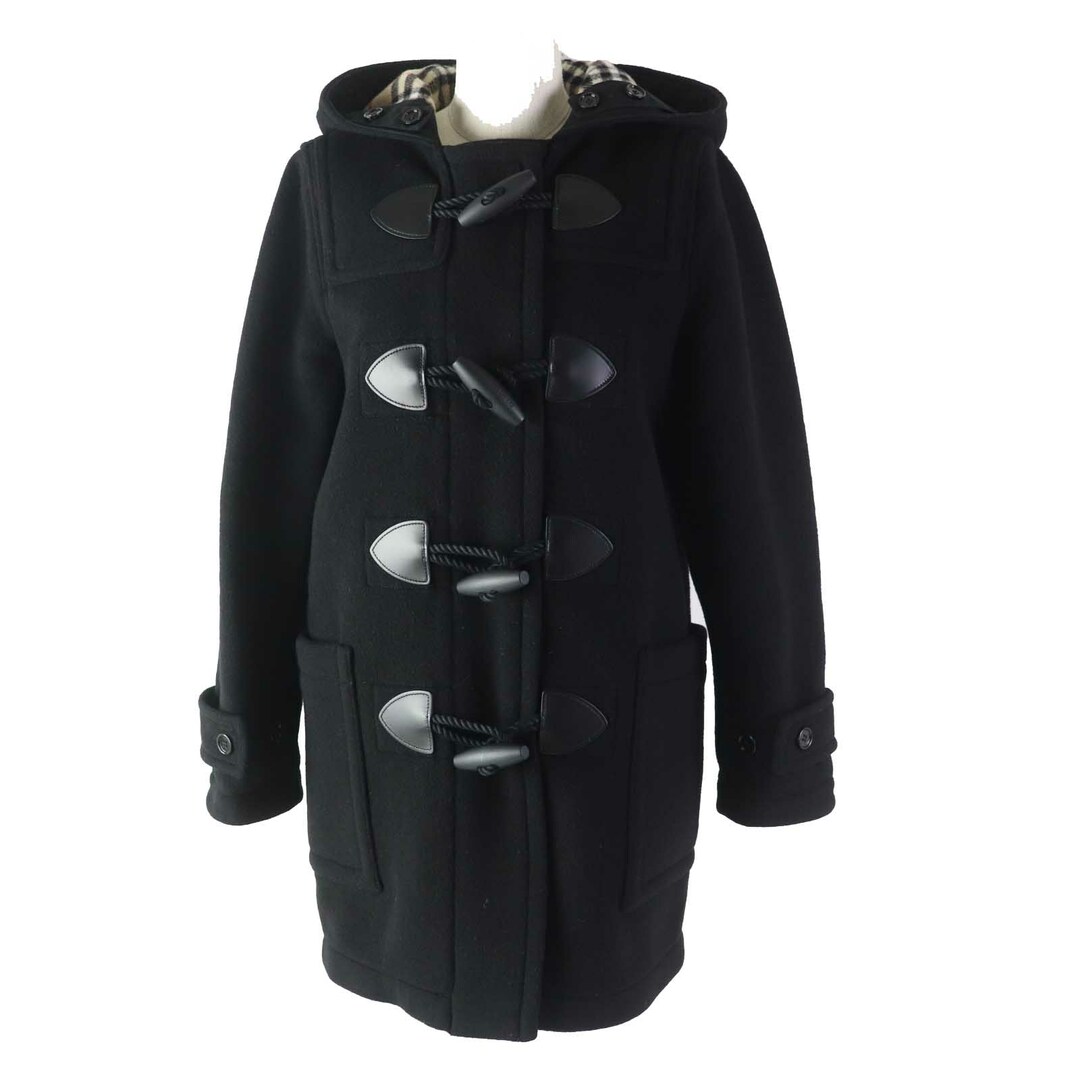 極美品◎BURBERRY LONDON ENGLAND バーバリーロンドン イングランド ウール 裏ノバチェック柄 ダッフルコート ブラック 40 正規品 レディース