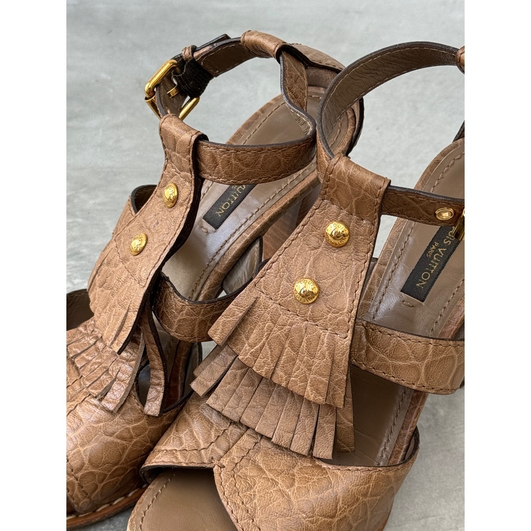 LOUIS VUITTON - ルイヴィトン キルト レザー サンダル ブラウン LOUIS VUITTON - ルイヴィトン キルト レザー サンダル ブラウン