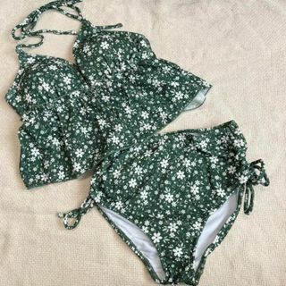 夏物セール✨ 水着 レディース ビキニ セパレート 花柄 フリル ハイウエスト(水着)
