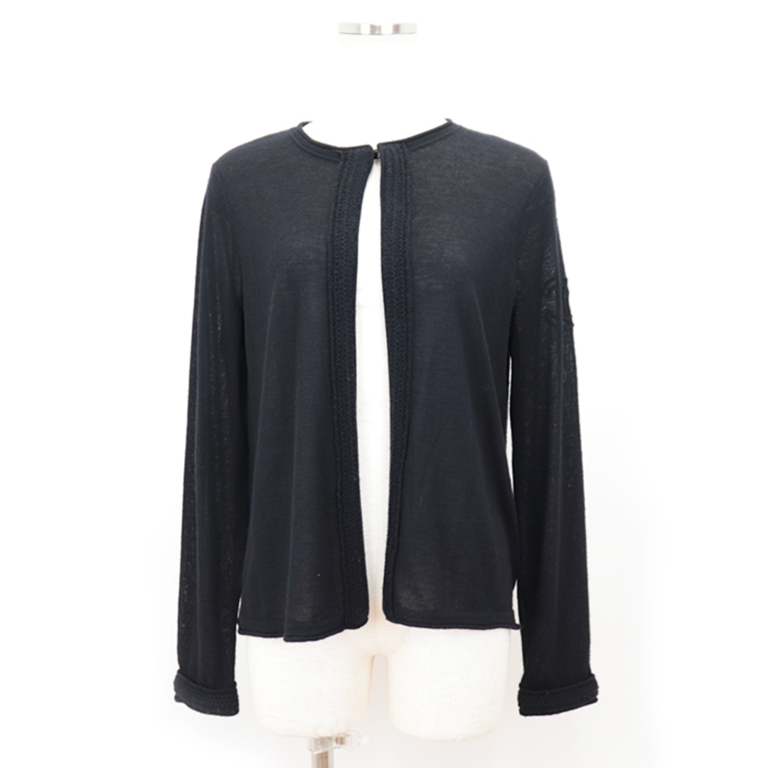 CHANEL - 【美品】シャネル P39389 カール・ラガーフェルド期 ココマーク ステッチ ニット カーディガン カシミヤ100％ レディース サイズ 42 ブラック 黒 イタリア製 CHANEL