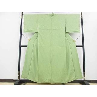 平和屋着物■上質な色無地　亀甲花唐草地紋　若葉色　逸品　DAAE1792ma(着物)