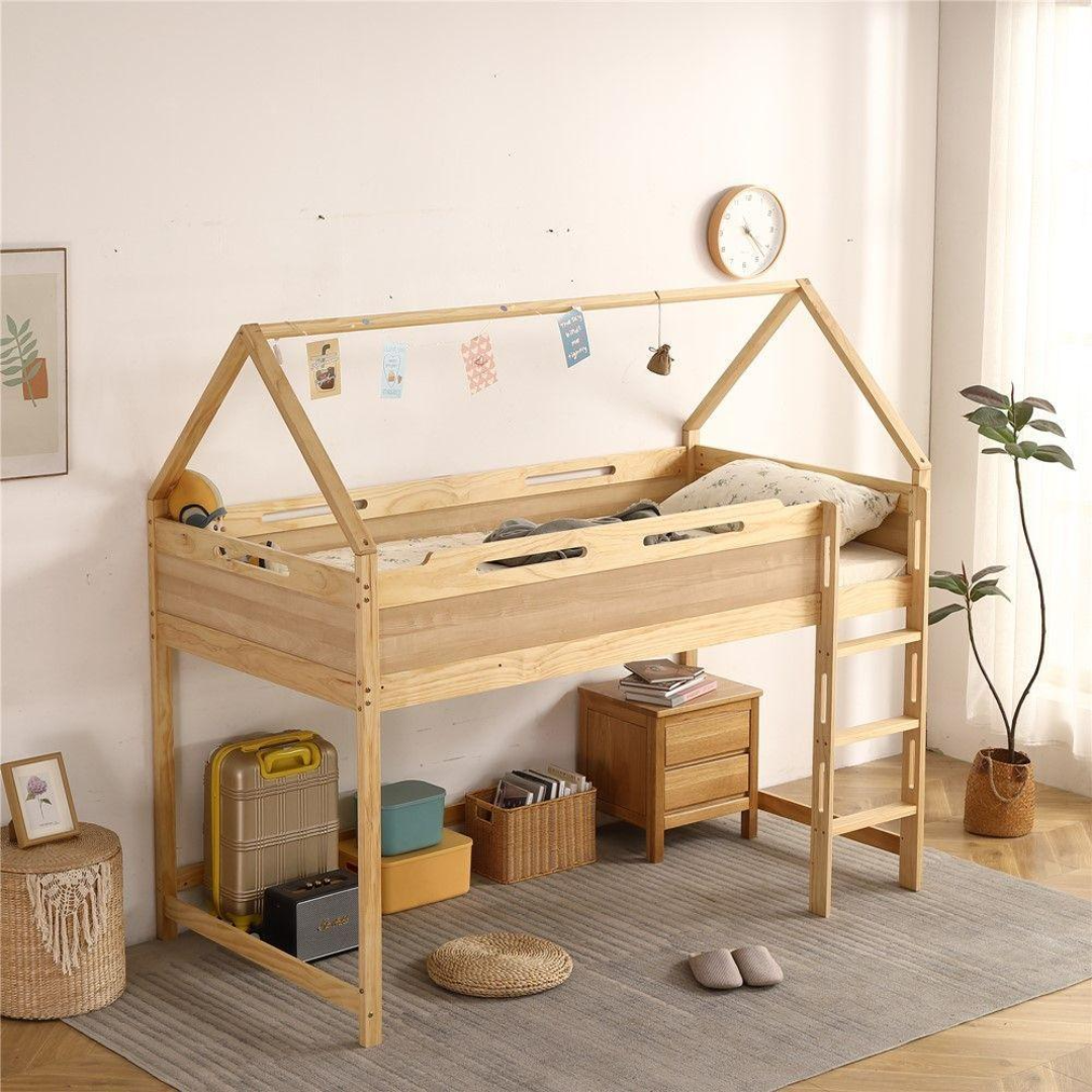ロフトベッド ロータイプ 屋根付き木製 シングルベッド ハウス ロフトベッド ロータイプ 屋根付き木製 シングルベッド ハウス
