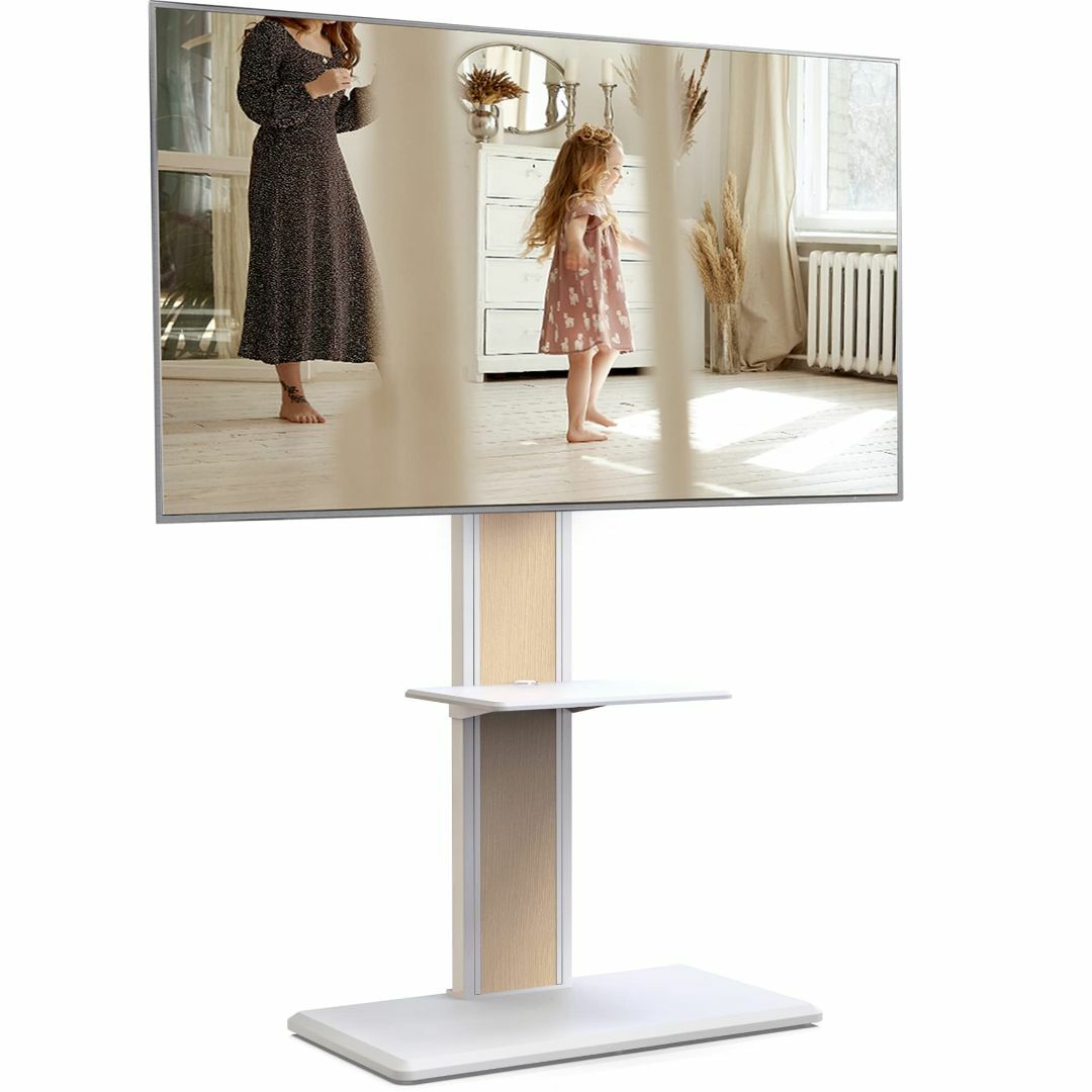 色:ホワイト+オーク】FITUEYES テレビスタンド 32-65インチテレビ