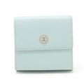 CHANEL シャネル ココボタン 3つ折財布 三つ折り Wホック財布 ダブルホック レザー ライトミントブルー ゴールド金具 A20902
