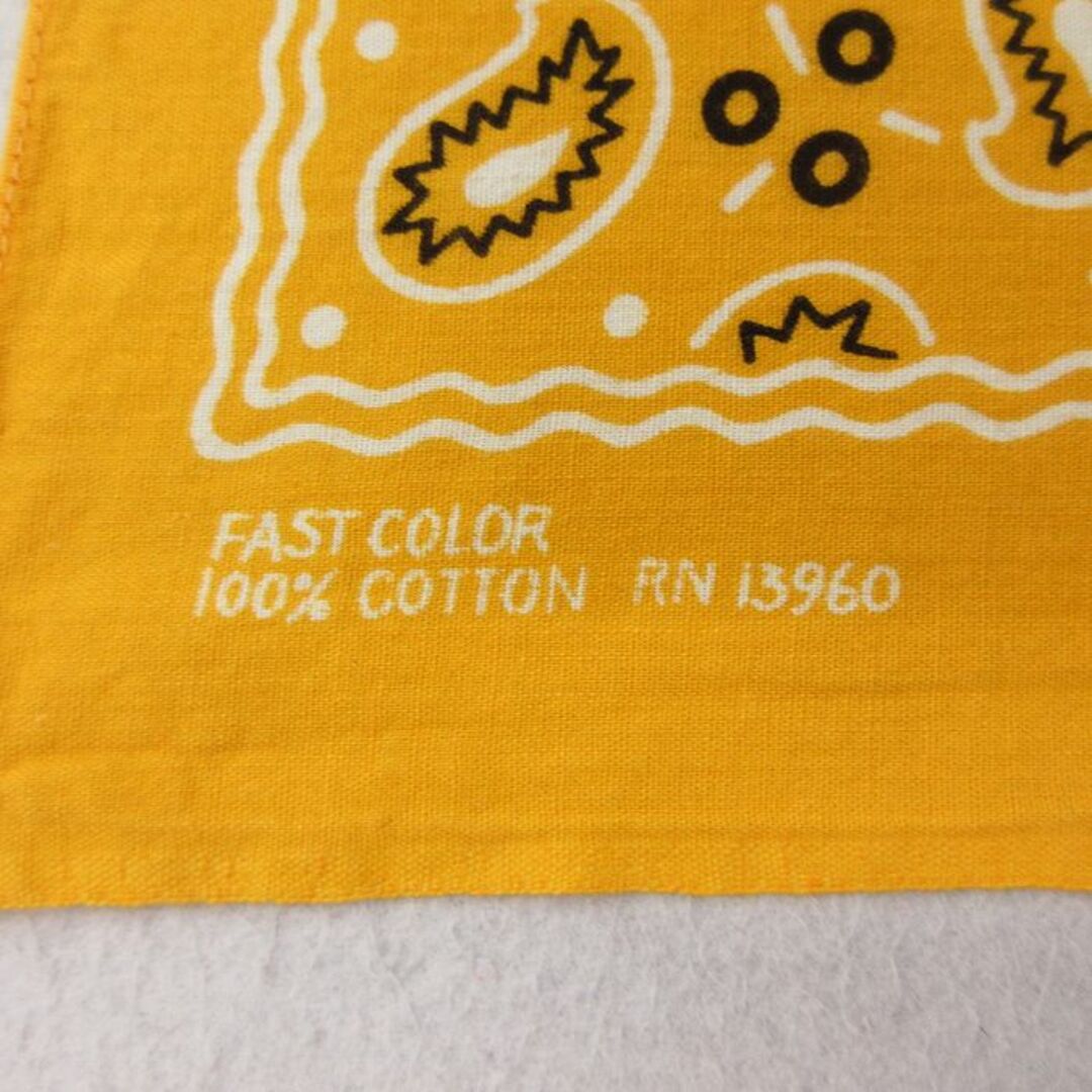 中古 ビンテージ バンダナ 70年代 70s クッキー柄 コットン 黄 中古 ビンテージ バンダナ 70年代 70s クッキー柄 コットン 黄