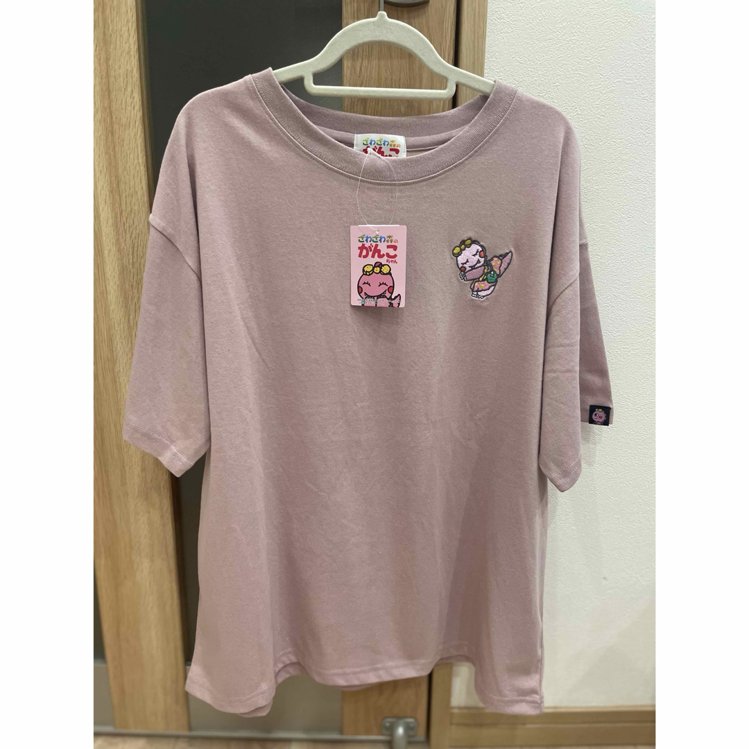 がんこちゃん Tシャツ M 刺繍 バックプリント くすみピンク がんこちゃん Tシャツ M 刺繍 バックプリント くすみピンク