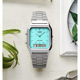 カシオ(CASIO)の最終回◎人気のターコイズブルーCASIO クラシックアナデジ◎新品未開封(腕時計(アナログ))