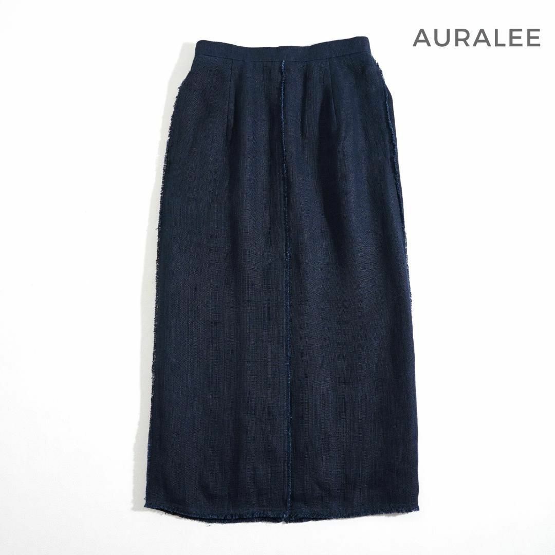 263u*オーラリー AURALEE リネン ダブルフェイス フリンジ スカート