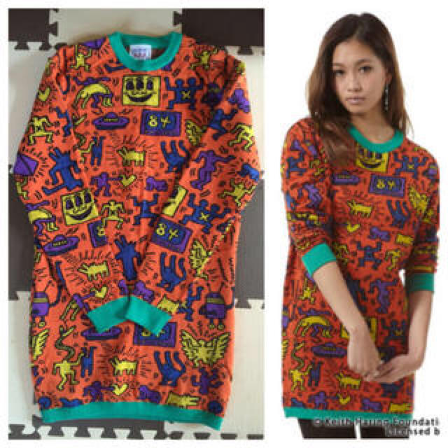 SLY(スライ)のSLY × Keith Haring コラボニットワンピ レディースのトップス(ニット/セーター)の商品写真