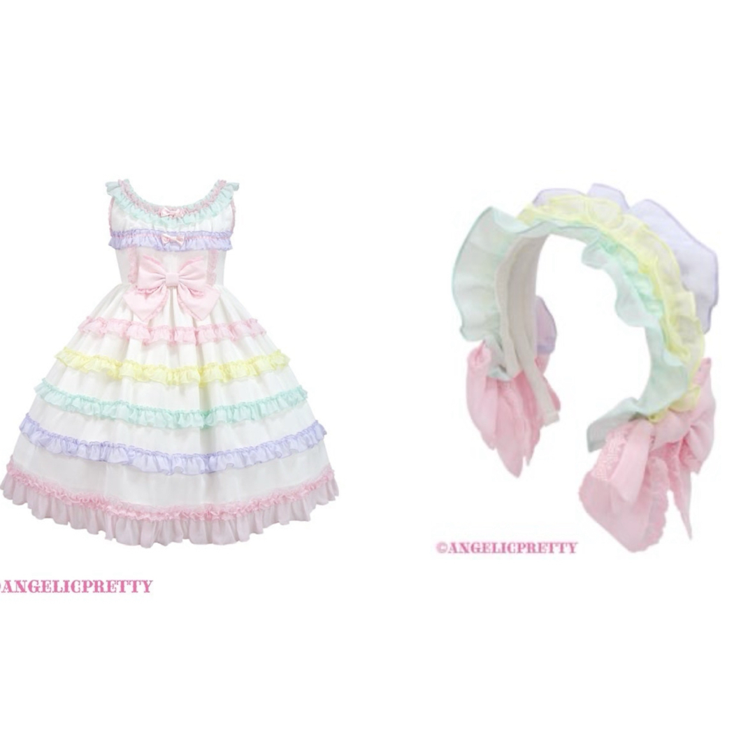 Angelic Pretty - しゃぼん玉ジャンパースカート カチューシャ Angelic Pretty - しゃぼん玉ジャンパースカート カチューシャ
