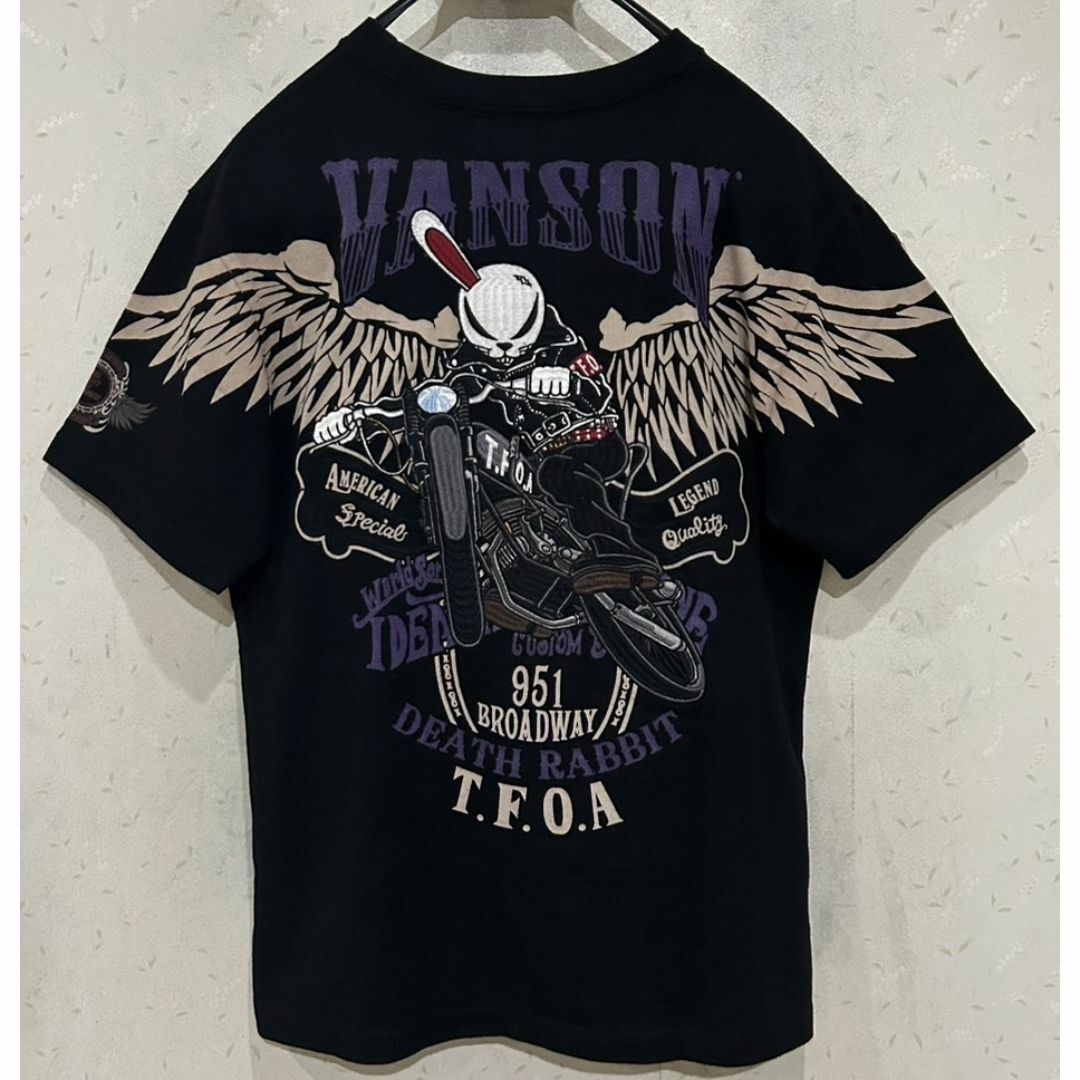 VANSON - *vanson×T.F.O.A デスラビット バイク 刺繍 半袖T VANSON - *vanson×T.F.O.A デスラビット バイク 刺繍 半袖T
