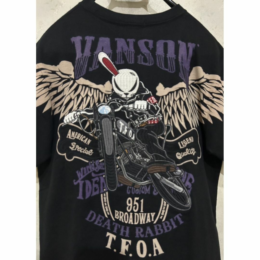 VANSON - *vanson×T.F.O.A デスラビット バイク 刺繍 半袖T VANSON - *vanson×T.F.O.A デスラビット バイク 刺繍 半袖T