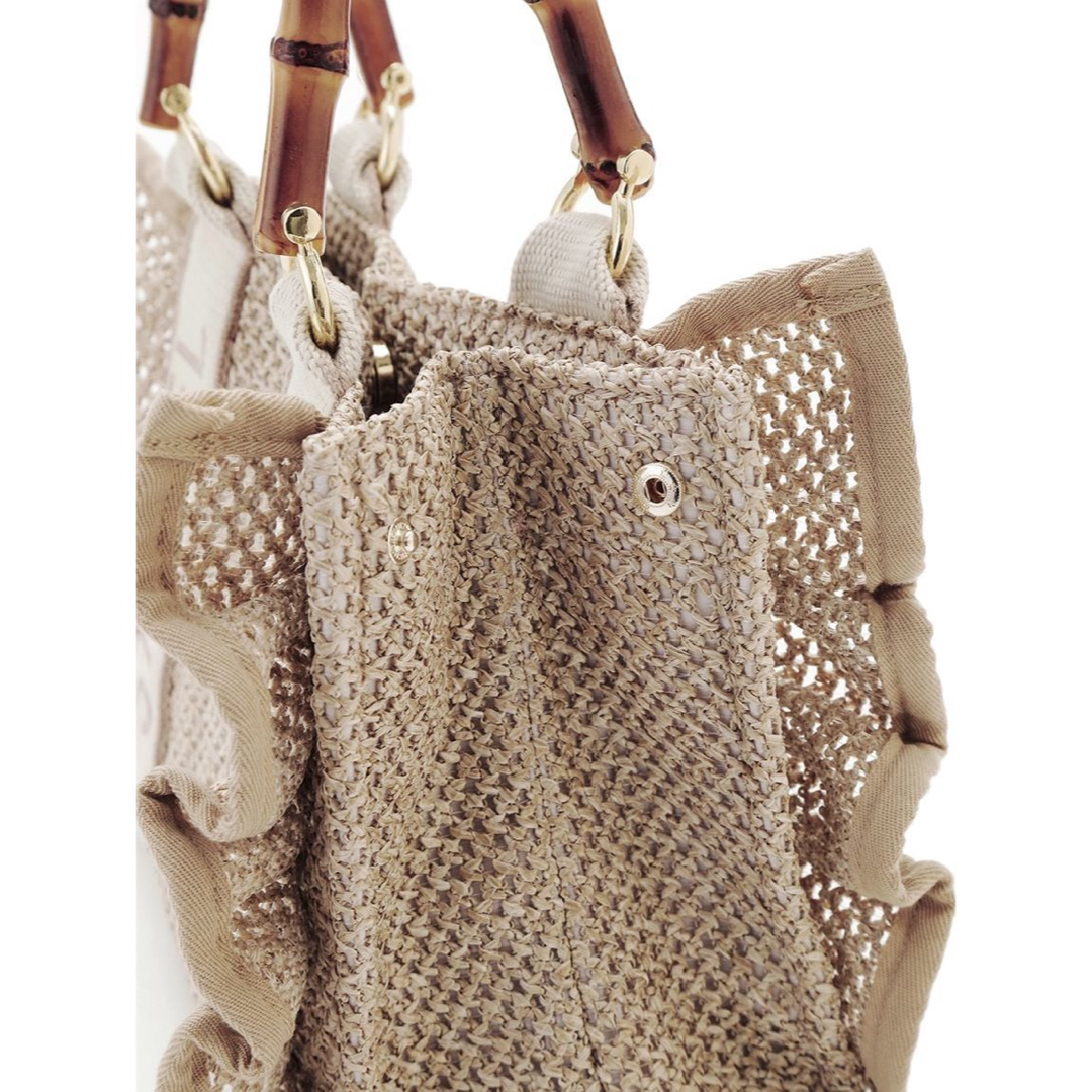SNIDEL - 【正規品】snidel フリルナチュラルロゴバンブーバッグ SNIDEL - 【正規品】snidel フリルナチュラルロゴバンブーバッグ
