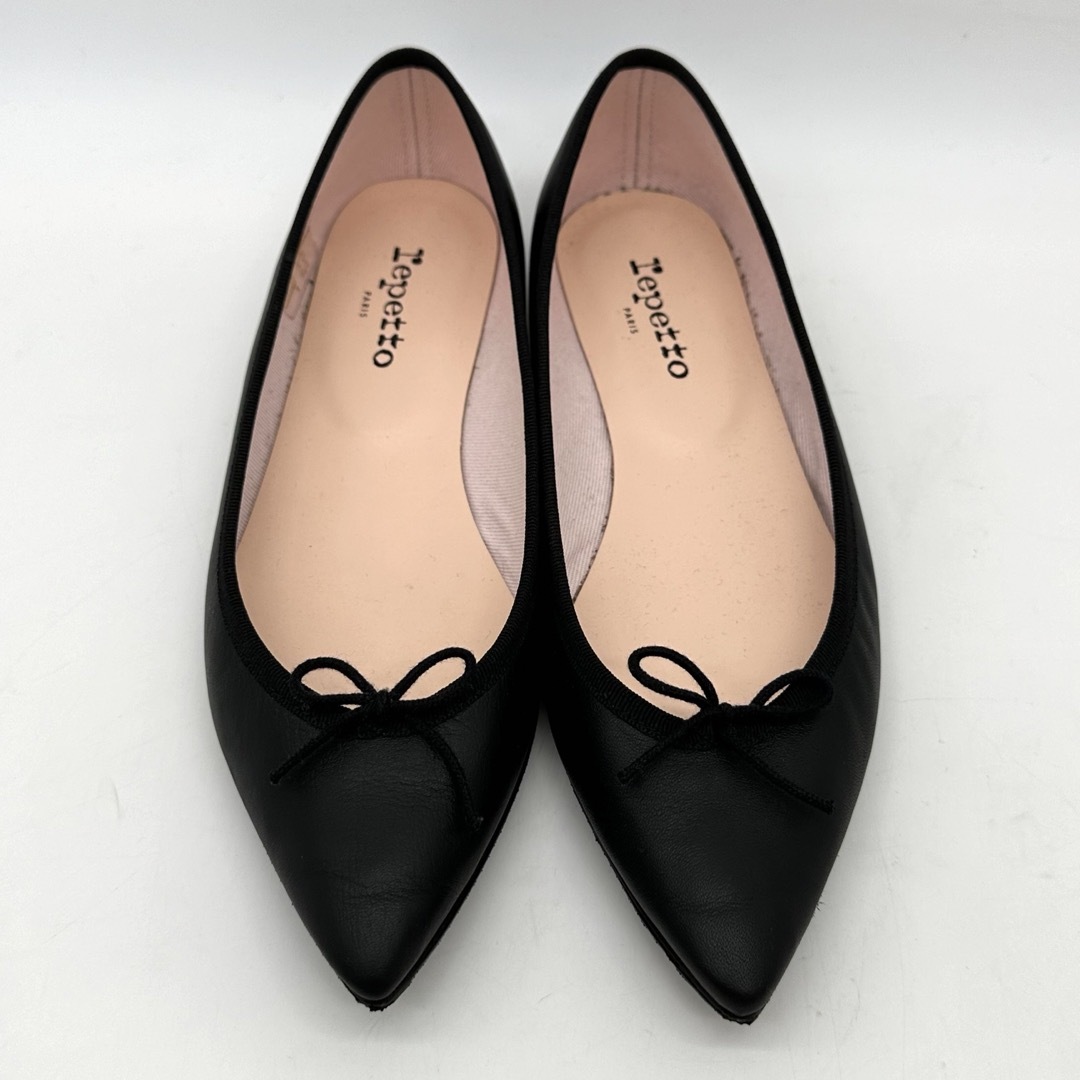 美品〉repetto レペット【24.5】ポインテッドトゥ バレエシューズ 黒 美品〉repetto レペット【24.5】ポインテッドトゥ バレエシューズ 黒