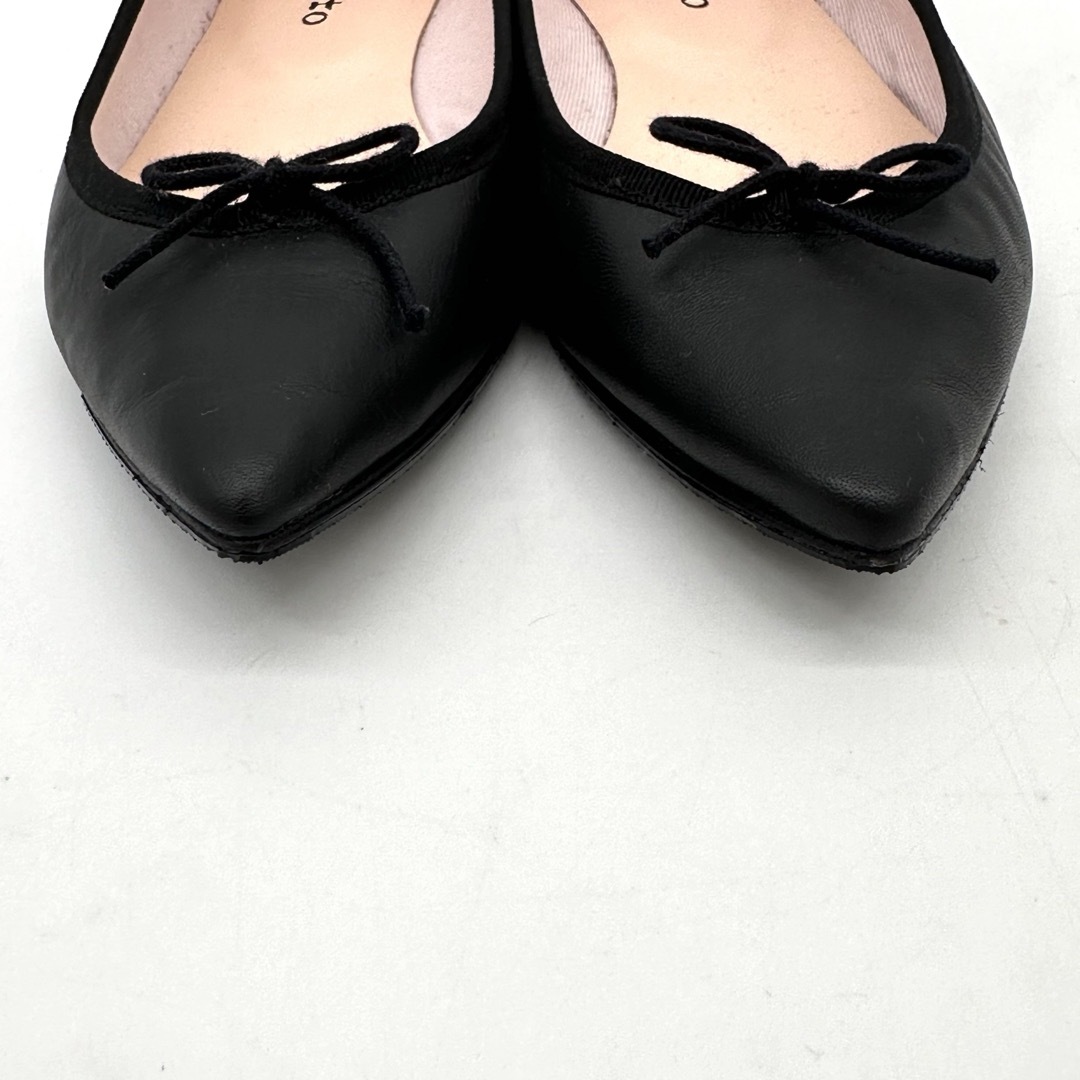 美品〉repetto レペット【24.5】ポインテッドトゥ バレエシューズ 黒 美品〉repetto レペット【24.5】ポインテッドトゥ バレエシューズ 黒
