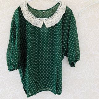 【新品】透け感　パフスリーブ　ブラウス(シャツ/ブラウス(半袖/袖なし))