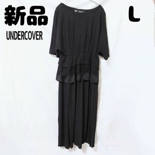 ジーユー(GU)の新品 未使用 GU コンビネーションワンピース 5分袖 ブラック L(ロングワンピース/マキシワンピース)