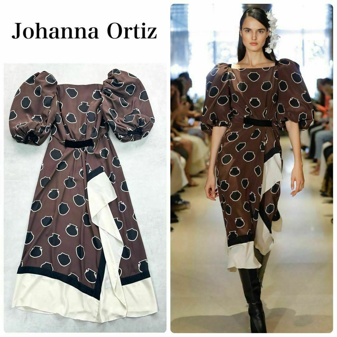 Johanna Ortiz 壺柄パフスリーブシルクミディドレスワンピース Johanna Ortiz 壺柄パフスリーブシルクミディドレスワンピース