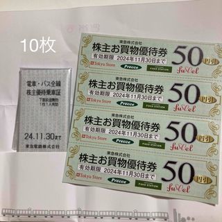 東急電鉄　株主優待　乗車証(鉄道乗車券)