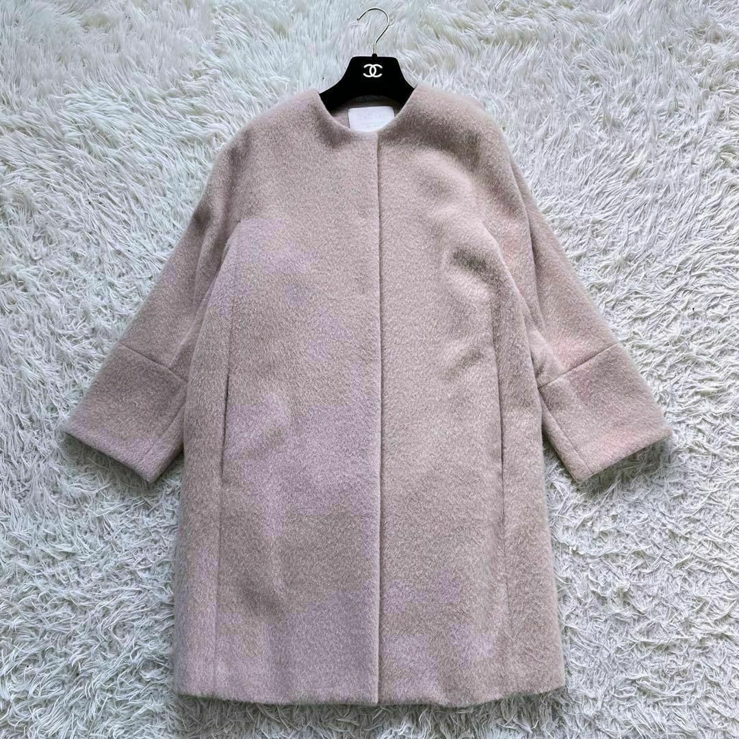 Ballsey ボールジィ アルパカシャギーノーカラーコート ピンク Ballsey ボールジィ アルパカシャギーノーカラーコート ピンク