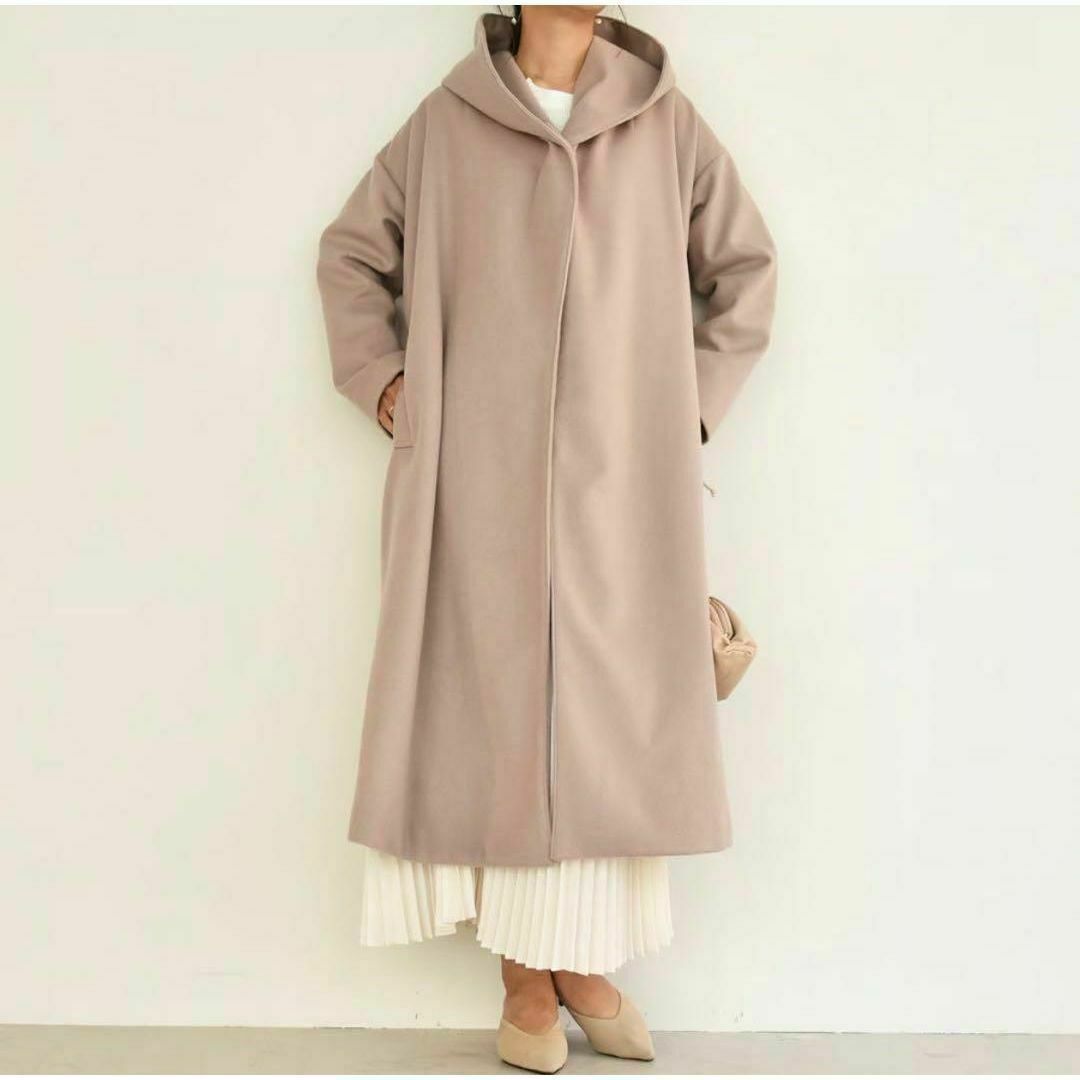 Cen. セン 3way ウールロングガウンコート ピンクベージュ Mサイズ Cen. セン 3way ウールロングガウンコート ピンクベージュ Mサイズ