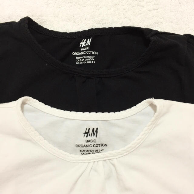 H&M(エイチアンドエム)の100cm*H&M ロンT 2枚セット/オーガニックコットン 長袖 Ｔシャツ キッズ/ベビー/マタニティのキッズ服女の子用(90cm~)(Tシャツ/カットソー)の商品写真