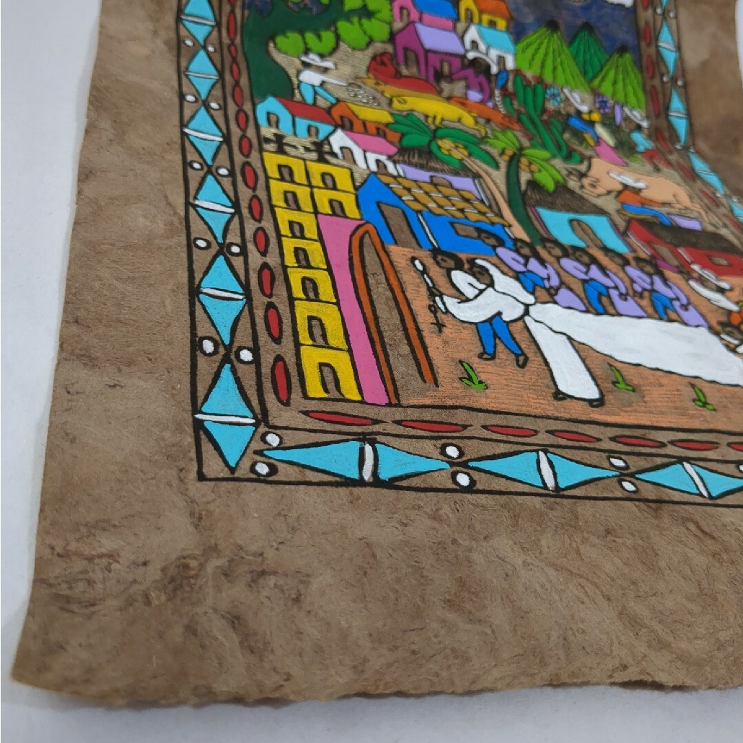 メキシコ アマテ(木の皮)絵 「結婚式」 伝統アート 手描き 彩色 メキシコ アマテ(木の皮)絵 「結婚式」 伝統アート 手描き 彩色