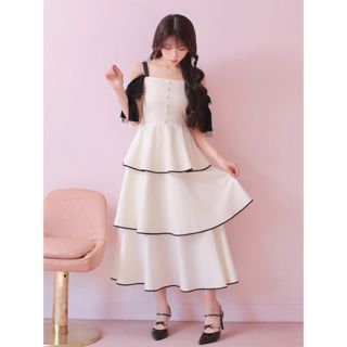M me eme Frill tiered dress 新品(ロングワンピース/マキシワンピース)