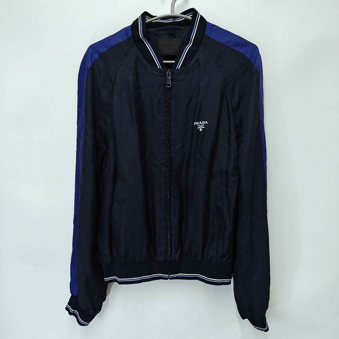 PRADA - プラダ シルク ボンバージャケット L ネイビー メンズ PRADA - プラダ シルク ボンバージャケット L ネイビー メンズ