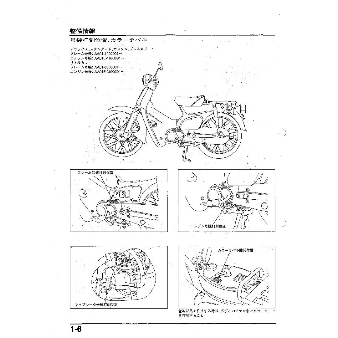 スーパーカブ リトルカブ AA01 キャブ 用 サービスマニュアル スーパーカブ リトルカブ AA01 キャブ 用 サービスマニュアル