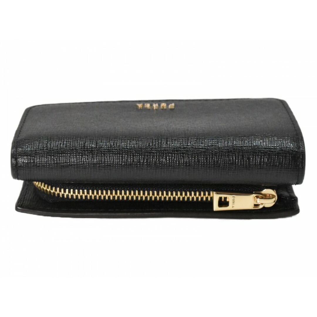 FURLA - 【中古品】FURLA コンパクトウォレット ブラック レザー FURLA - 【中古品】FURLA コンパクトウォレット ブラック レザー