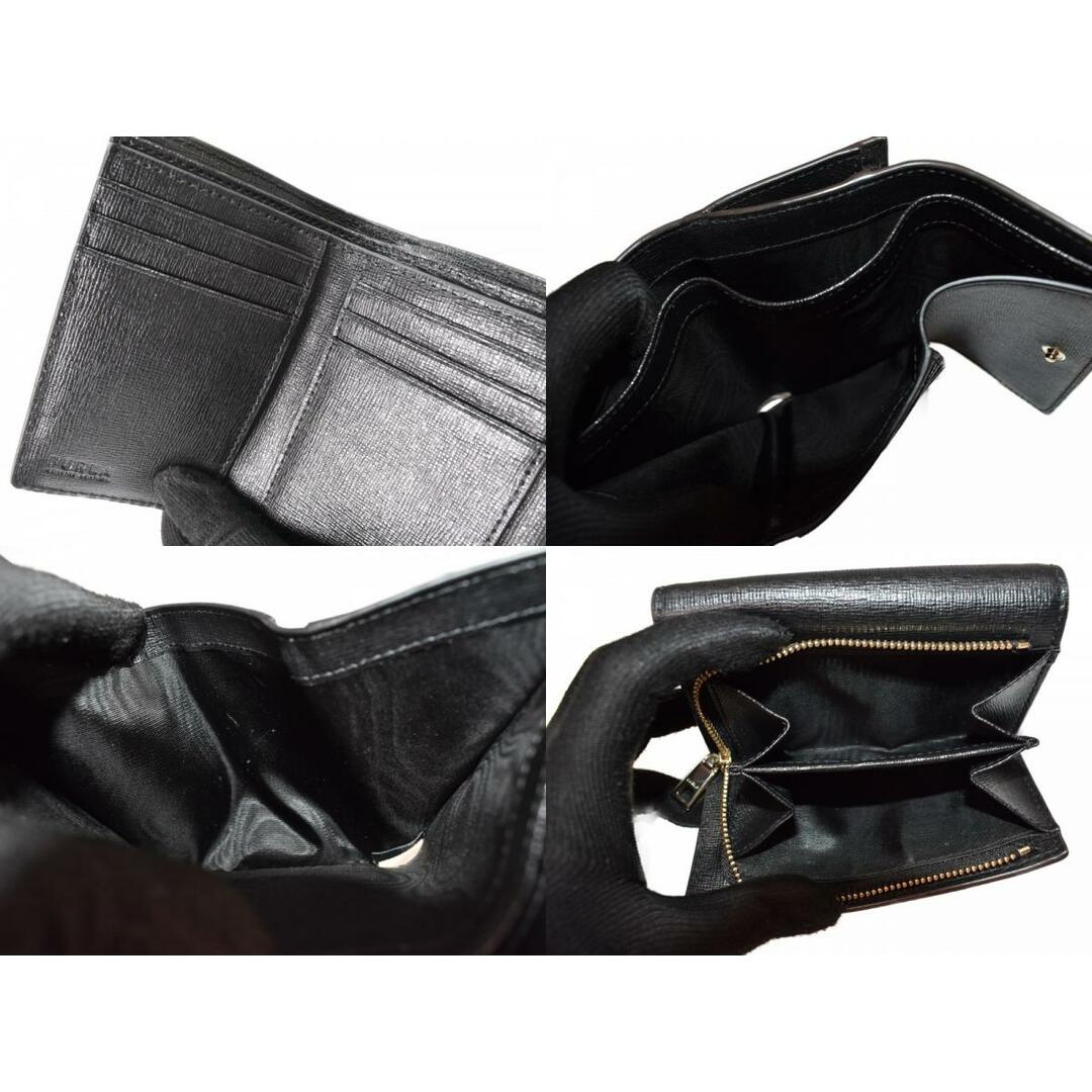 FURLA - 【中古品】FURLA コンパクトウォレット ブラック レザー FURLA - 【中古品】FURLA コンパクトウォレット ブラック レザー